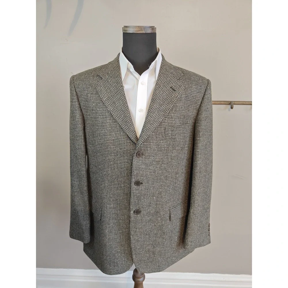 Guidy Look Vintage 44R Green Multicolor Tweed Blazer Mens Sport Coat Italy